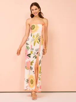 By Nicola Claudia Strapless Wrap Maxi Dress Potpourri/Melon Size 8 for rent on The Volte - image 2