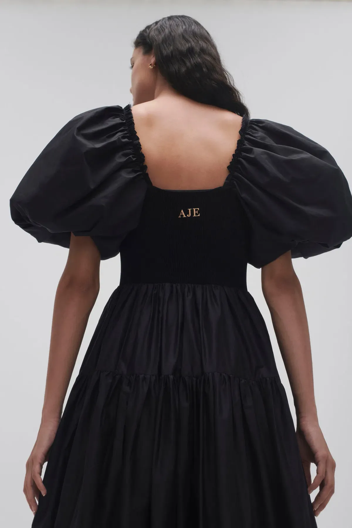 Aje Casa Puff Sleeve Midi Dress Black Size 16 - Image 4