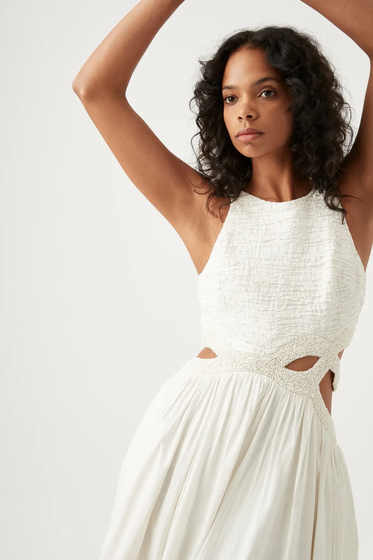 Aje New Catara Sequin Midi Dress Ivory Size 16 - Image 4