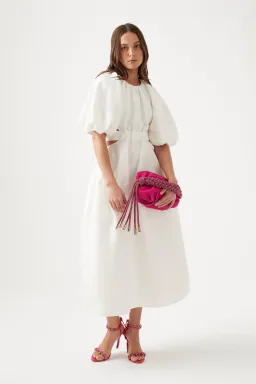 Aje Mimosa Cut Out Midi Dress Ivory Size 16 for rent on The Volte - image 4