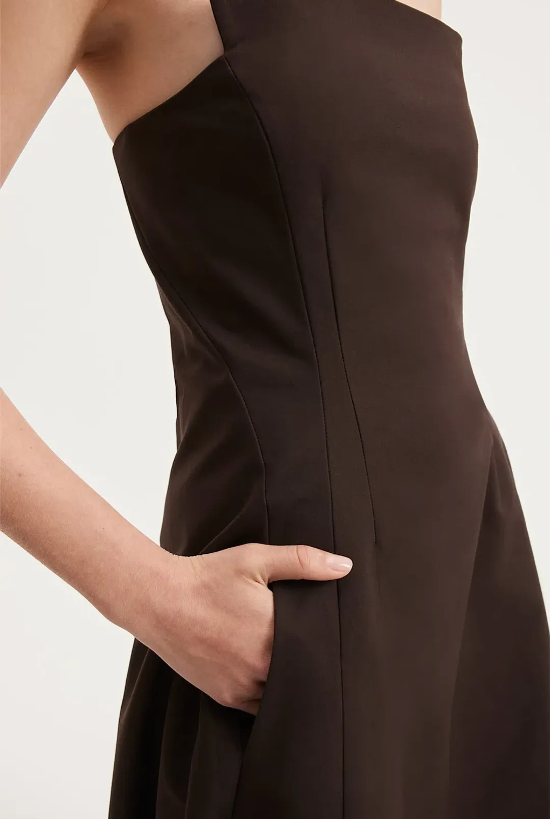 Country Road Strapless Fit and Flare Midi Dress Brown Size 10 for rent on The Volte - main image