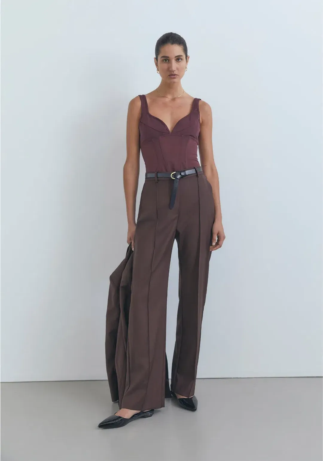 Viktoria and Woods Theta Bustier Corset Top in Oxblood Deep Burgundy Size 1 /AU 8 for rent on The Volte - main image
