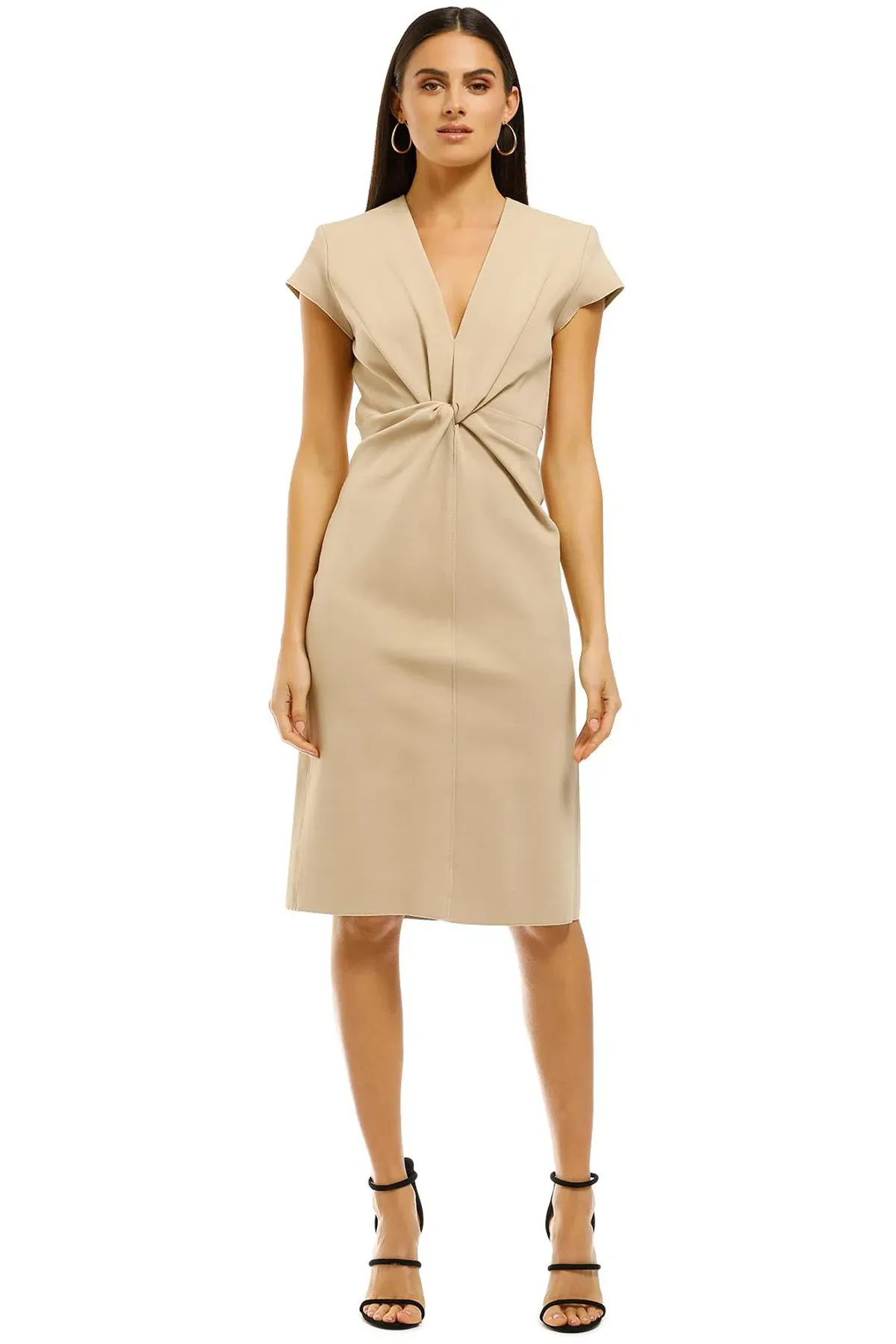 SCANLAN THEODORE Milano Crepe Turban Dress sesame size 8 for rent on The Volte - main image