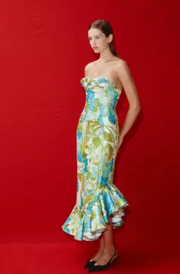 Alemais Janis Strapless Midi Dress Floral Print Size 10 for rent on The Volte - image 2