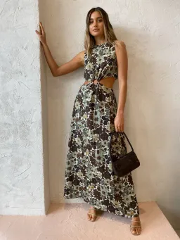 Sir the Label Constantine Cut Out Midi Dress Floral Size 3 / AU 12 for rent on The Volte - image 1