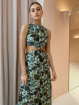 Sir the Label Constantine Cut Out Midi Dress Floral Size 3 / AU 12 for rent on The Volte - image 2