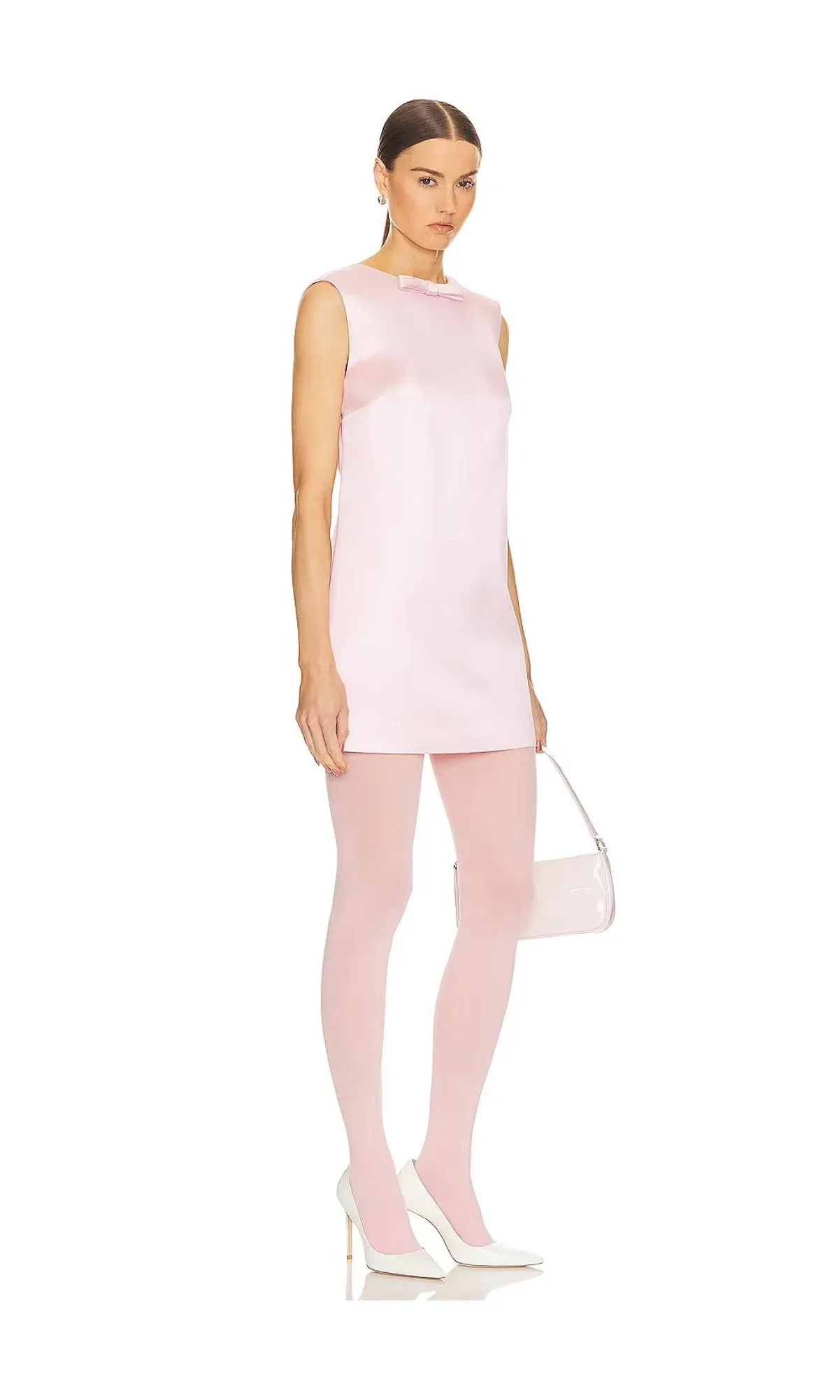 Helsa Heavy Satin Backless Bow Mini Dress Pink Size 6 - Image 2