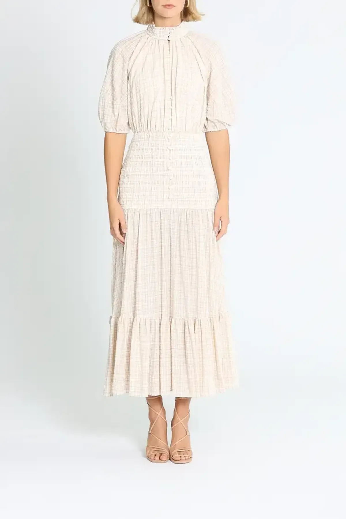 Significant Other Freya Dress in Almond Check Size 8 - Image 1