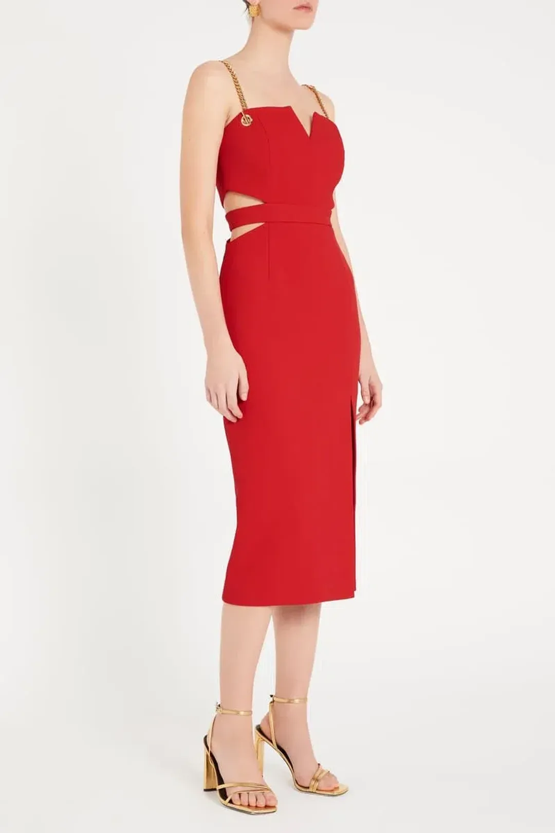 Rebecca Vallance Scarlett Chain Midi Dress Red Size 8 for rent on The Volte - main image