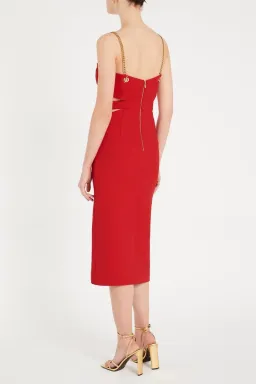 Rebecca Vallance Scarlett Chain Midi Dress Red Size 8 for rent on The Volte - image 4