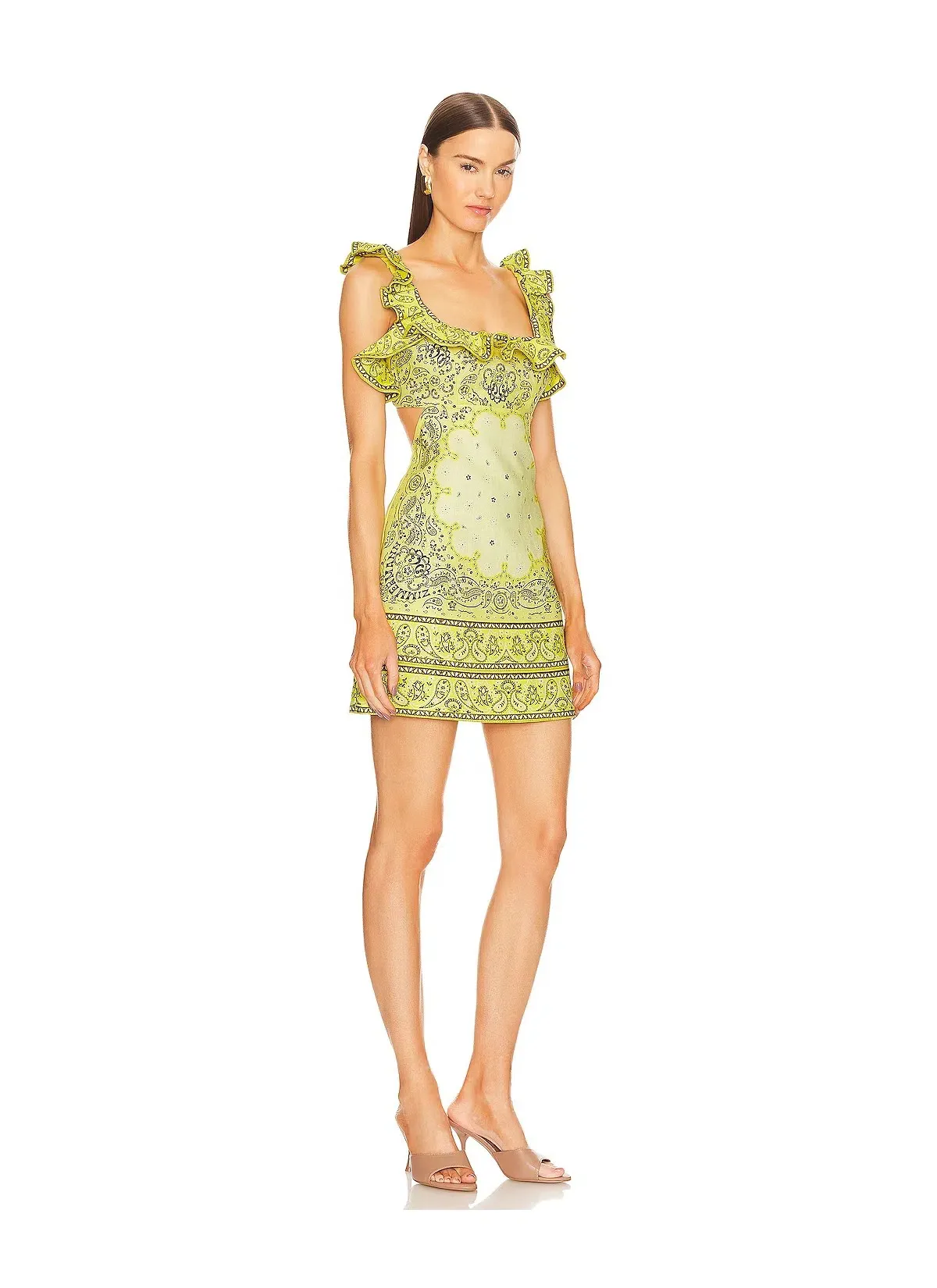 Zimmermann Matchmaker Frilled Mini Dress in Yellow Bandana Size 2/ AU 12 - Image 2