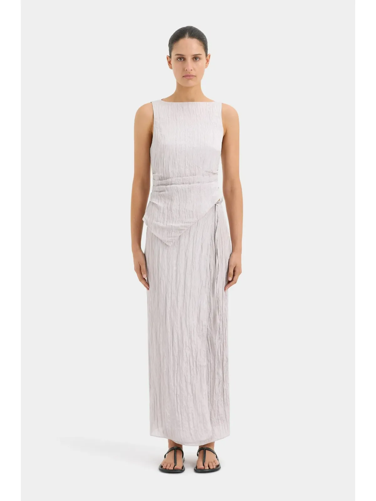 Sir The Label Ligera Open Back Top and Wrap Midi Skirt Set Silver Size AU 8 - Image 1
