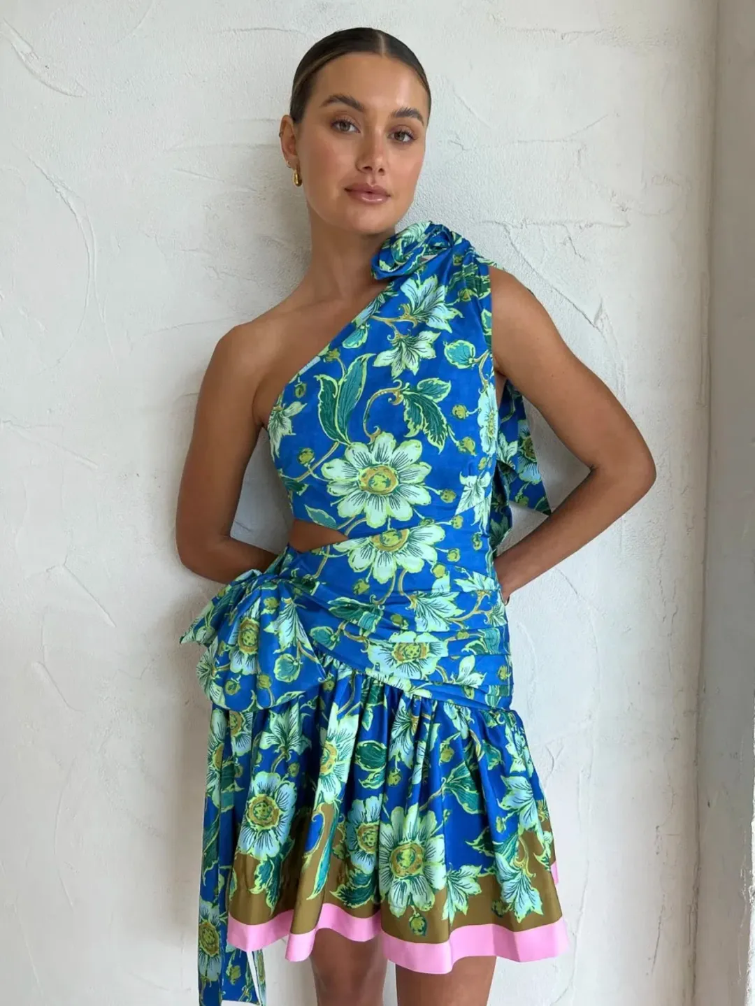 Alemais Winnie One Shoulder Mini Dress Print Size AU 8 for rent on The Volte - main image