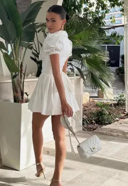 House Of CB Piera Pleated Mini Dress White Size M / AU 10 for rent on The Volte - image 5