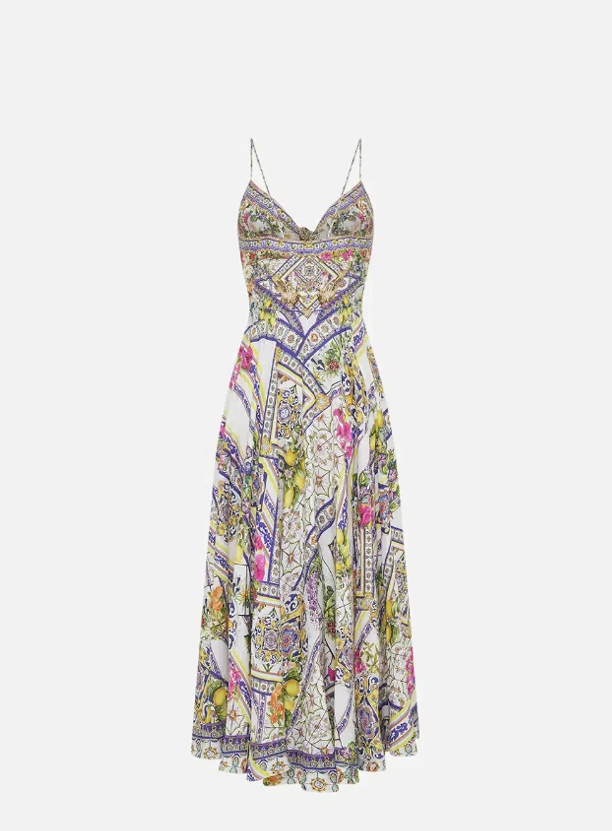 Camilla Long Dress With Tie Front Amalfi Amore Size S - Image 7