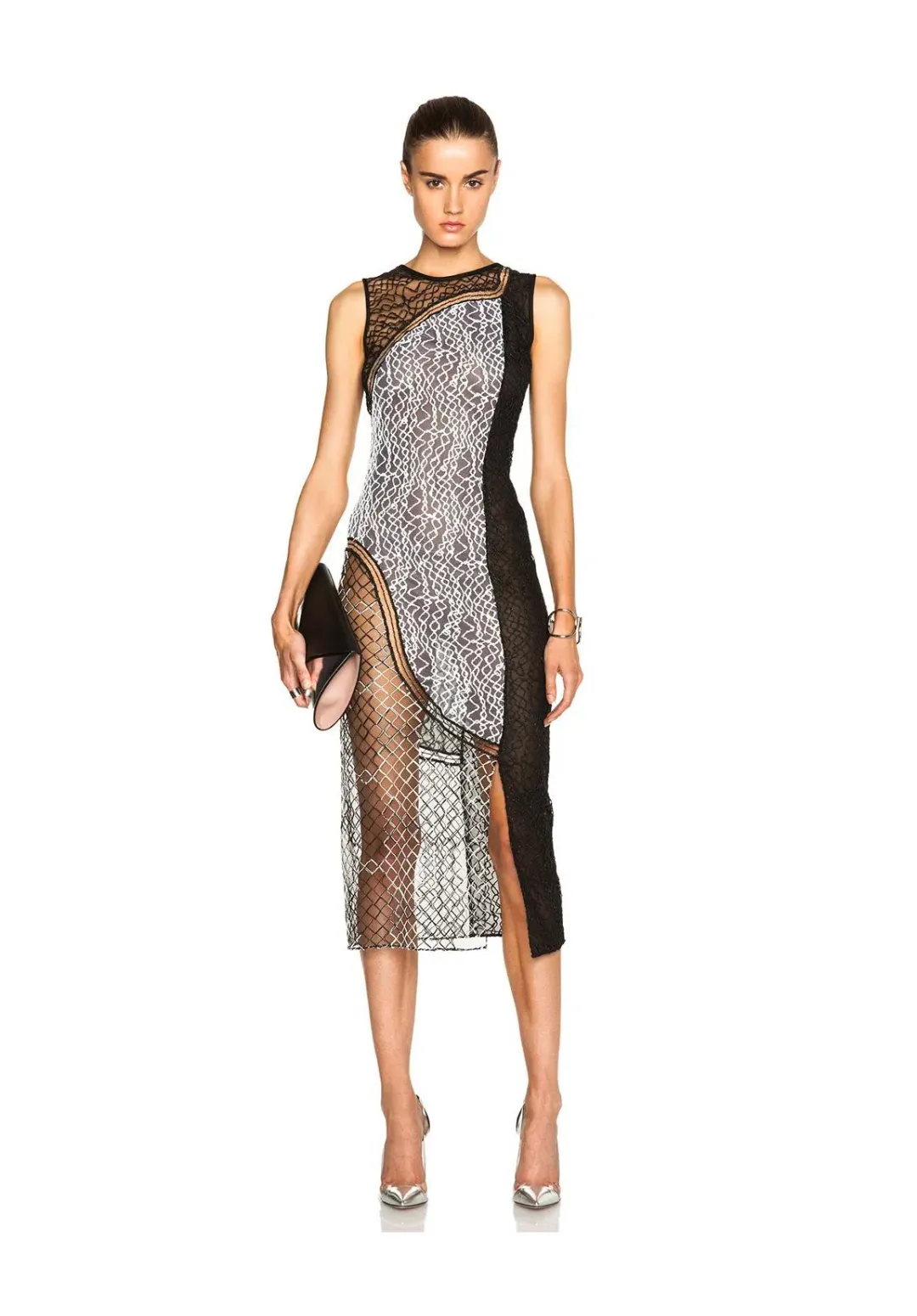 Jonathan Simkhai Wire Lace Curve Dress Black Combo Size 8 for rent on The Volte - main image