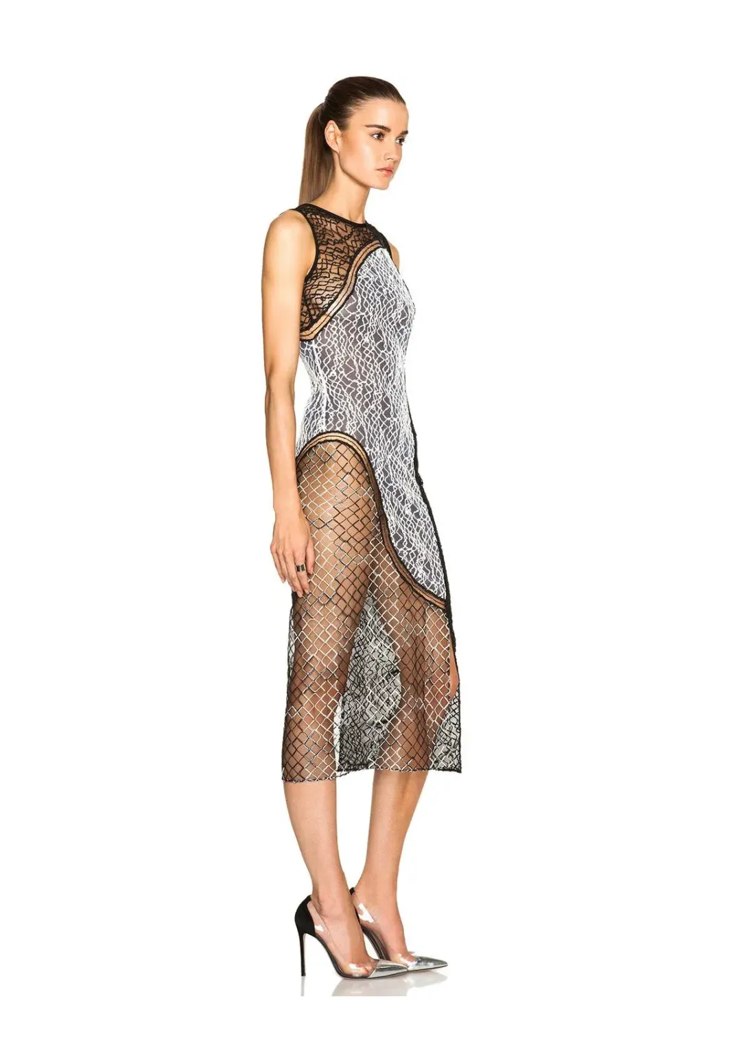 Jonathan Simkhai Wire Lace Curve Dress Black Combo Size 8 for rent on The Volte - main image