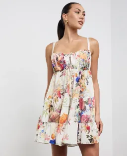 Camilla Gathered Bust Tiered Mini Dress Friends With Frescos Size XS / AU 8 for rent on The Volte - image 2