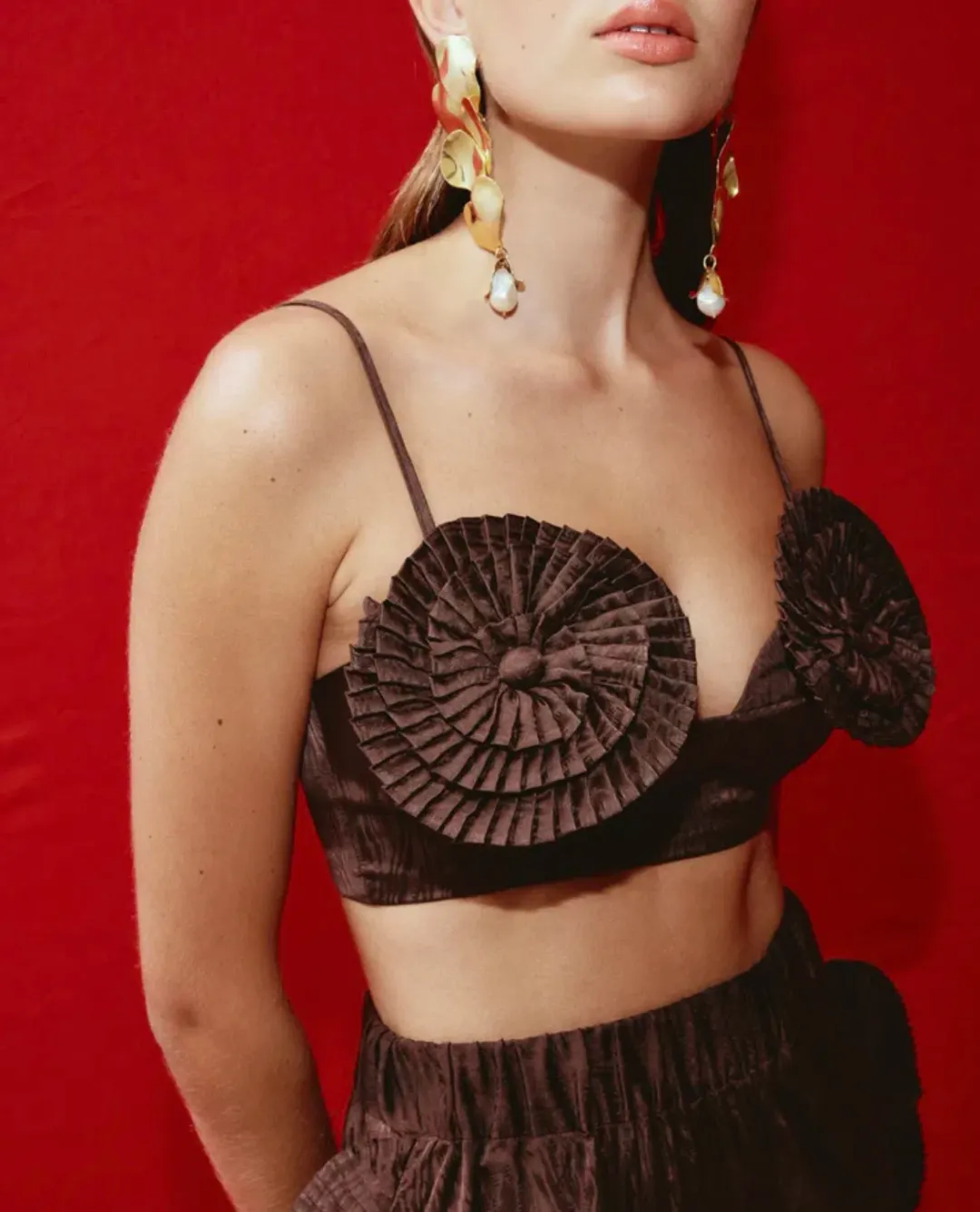 Alemais Helix Crop Top Brown Size 8 for rent on The Volte - main image