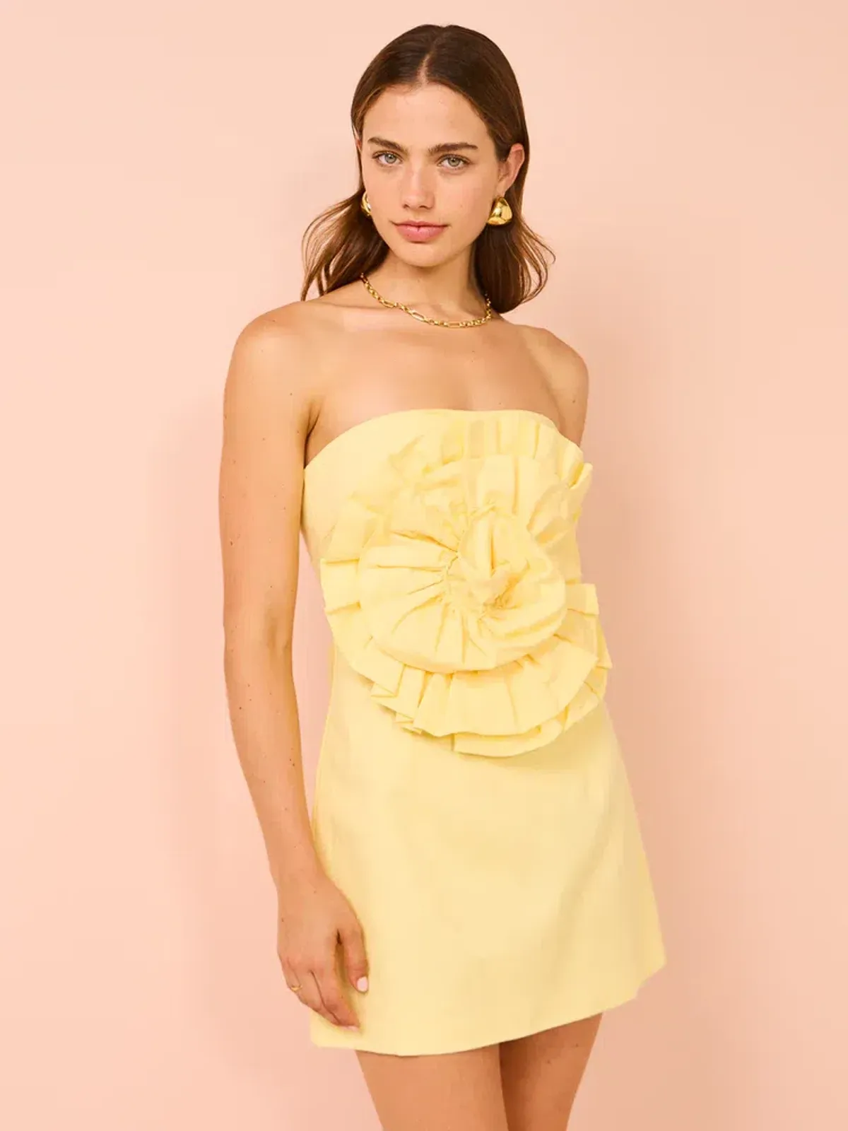 Issy Rose Bodice Mini Dress in Citrus Size 10 - Image 2