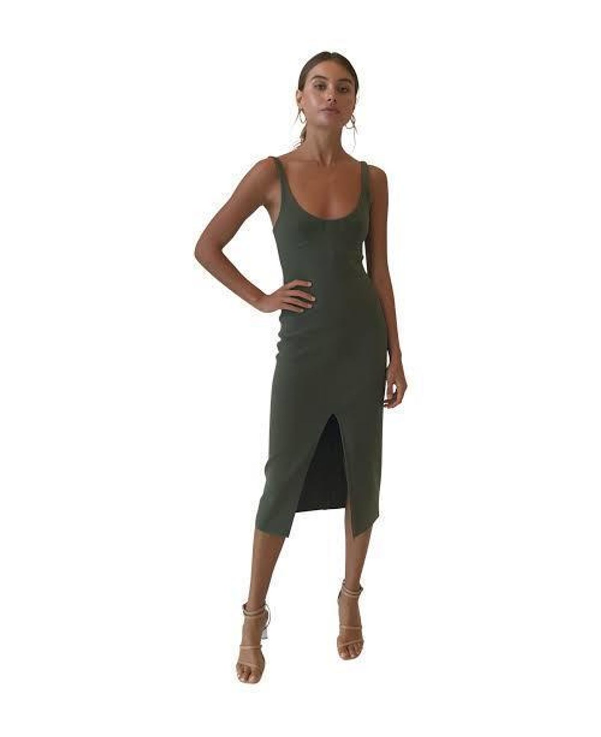Bec & Bridge Amelie Cup Midi Dress in Sage size 6 for rent on The Volte - main image