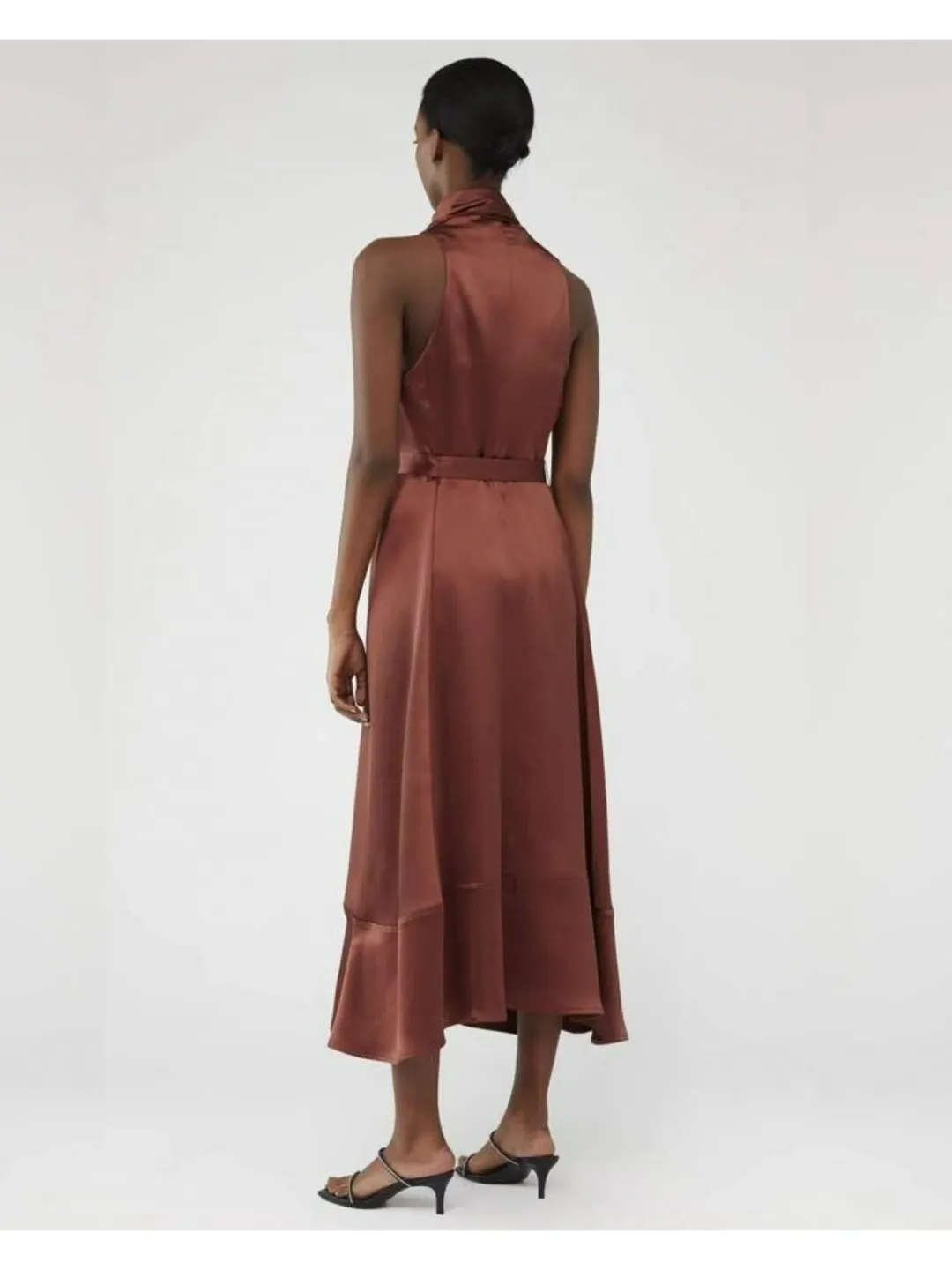Camilla and Marc Cannes Satin Dress In Cinnamon Size AU 12 for rent on The Volte - main image