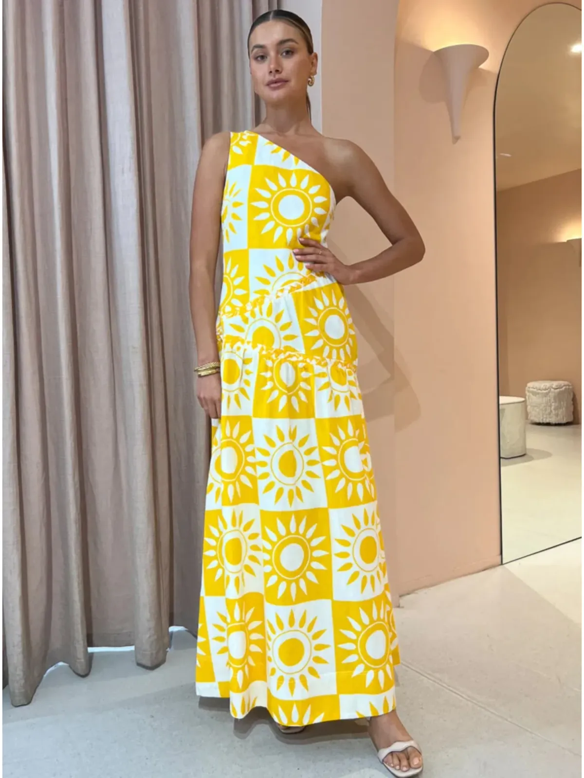 By Nicola Goldie One Shoulder Maxi Dress in Large Sol Size 12 for rent on The Volte - main image