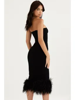 House Of CB Fionula Strapless Feather Corset Dress Black Size AU 10 for rent on The Volte - image 5
