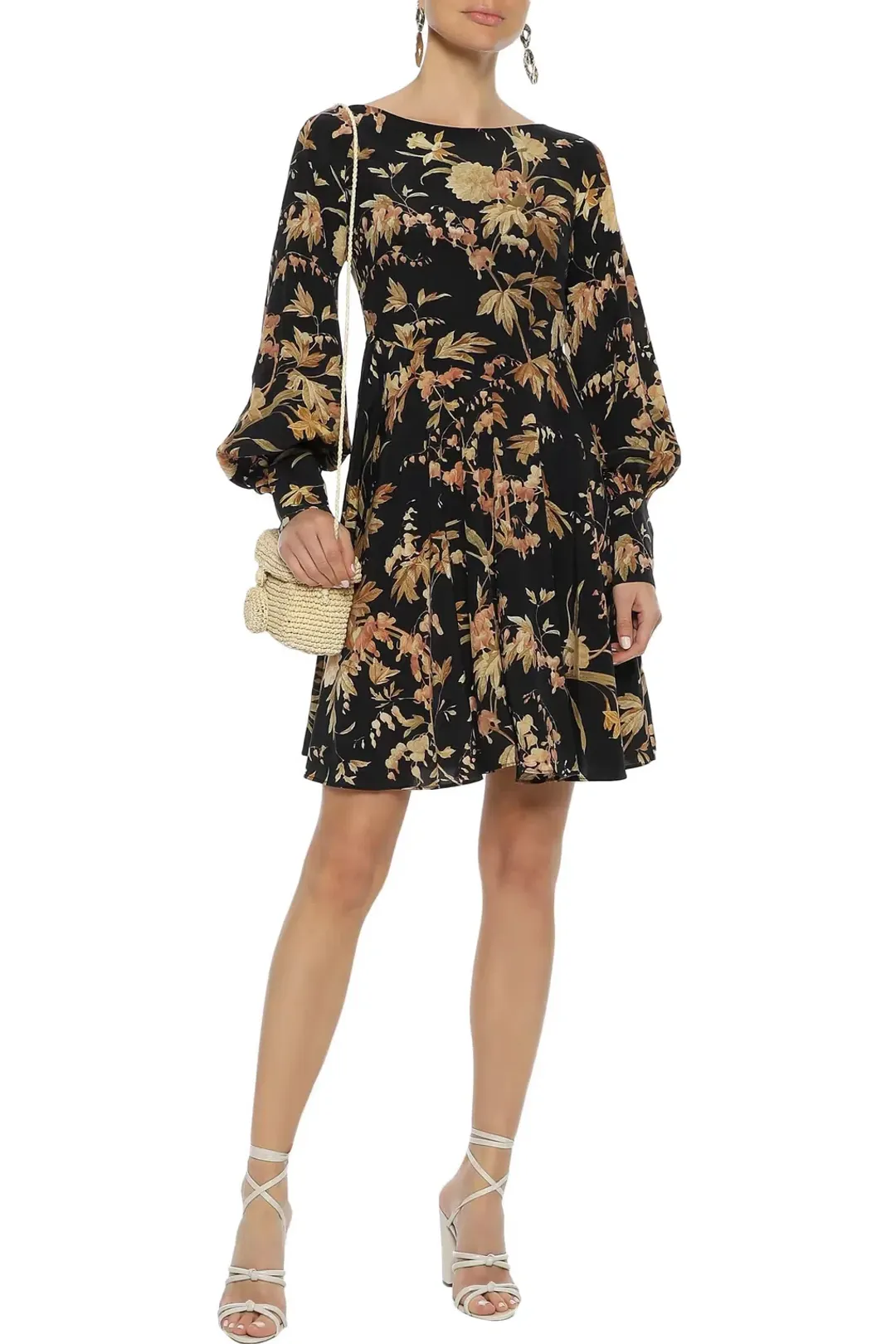 Zimmermann Unbridled Basque Mini Dress Black Floral Size 0 / AU 8 for rent on The Volte - main image