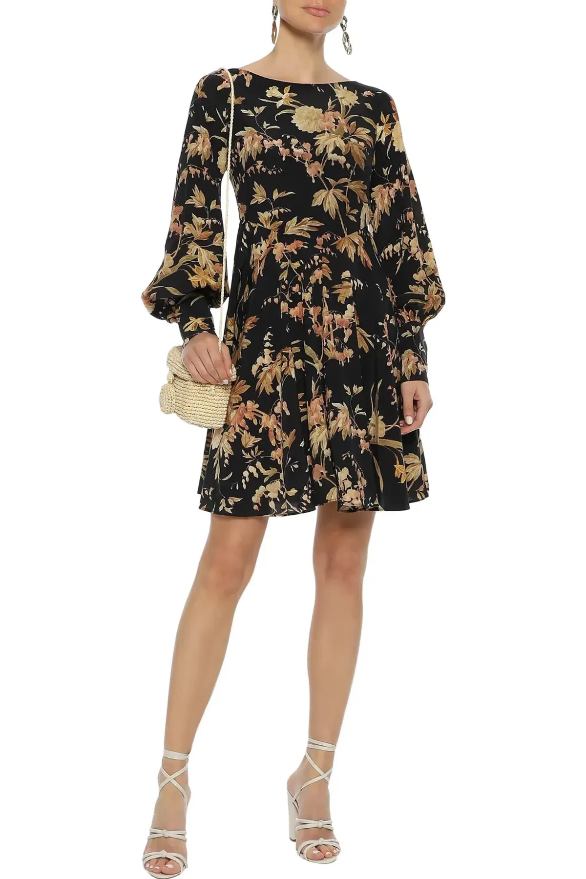 Zimmermann Unbridled Basque Mini Dress Black Floral Size 0 / AU 8 for rent on The Volte - main image