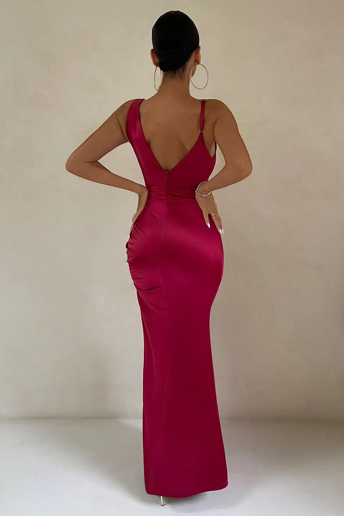 Club L London Belonging Berry Ruched Cowl Maxi Dress Pink Size 8 - Image 4