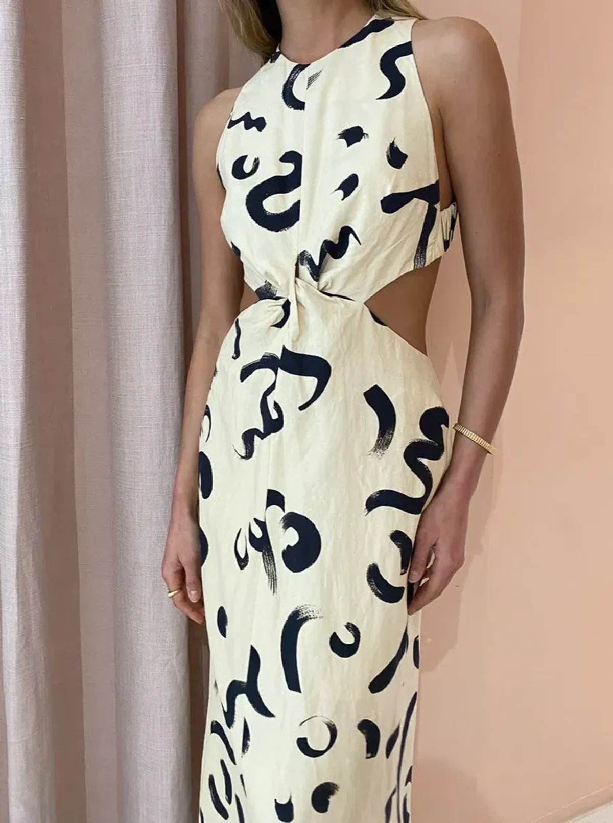 Alemais Brush Stroke Twist Dress in Clay Size AU 8 - Image 2