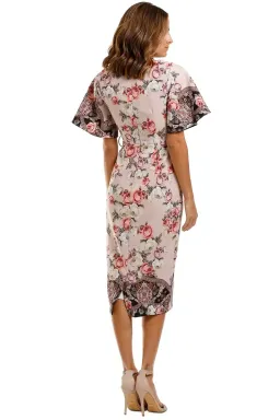 Pasduchas Chichi Sleeve Midi Dress Blush Floral Size 12 for rent on The Volte - image 2