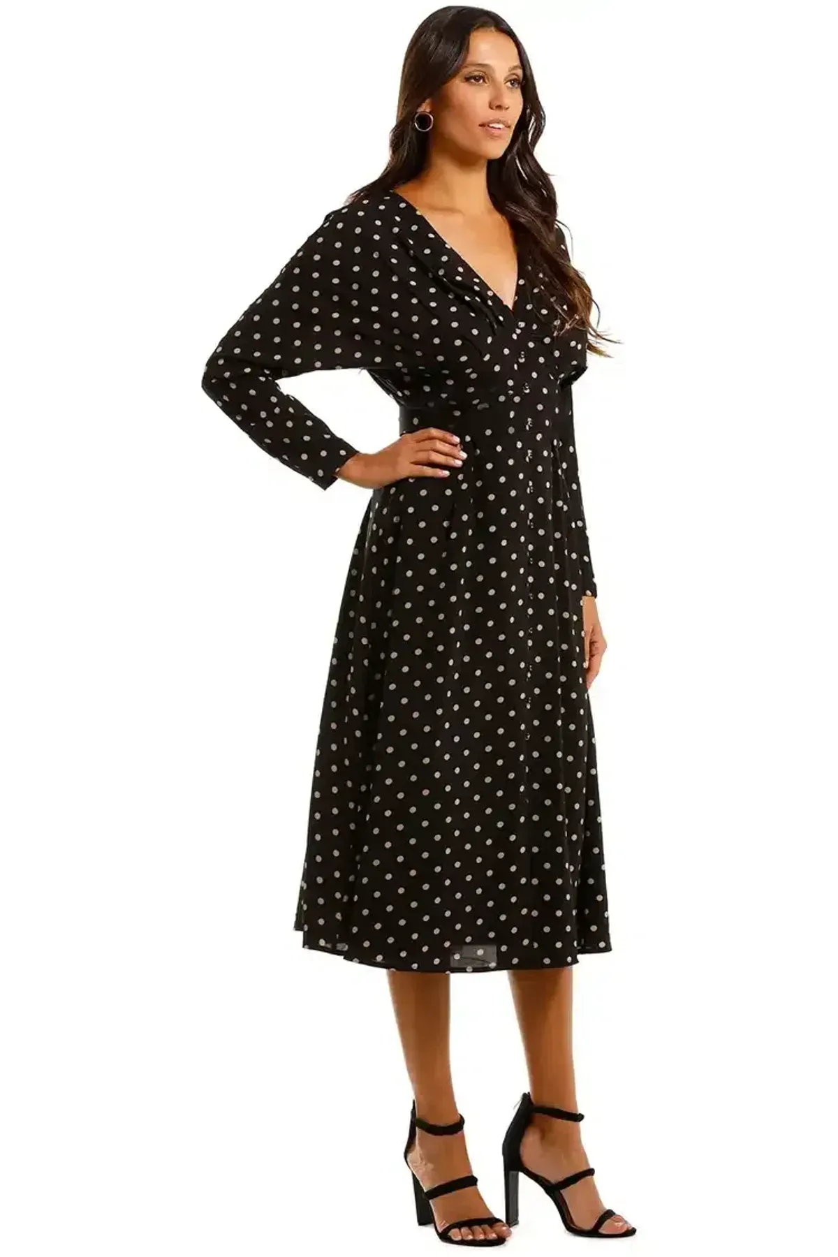 Pasduchas La Rochelle Midi Dress in Black/Taupe Size 10 - Image 2