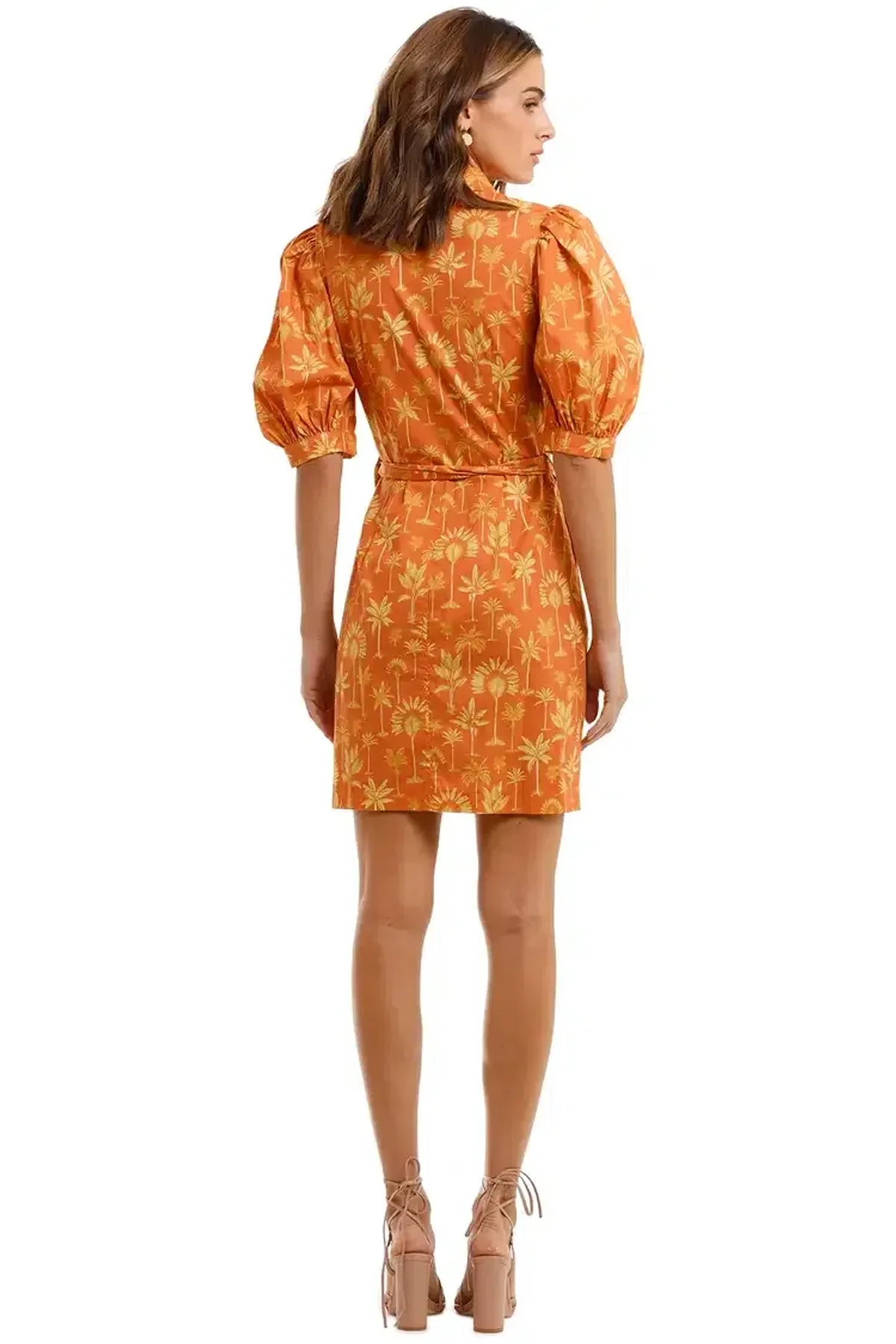 Pasduchas Palm Sugar Dress Orange Print Size 14 - Image 3