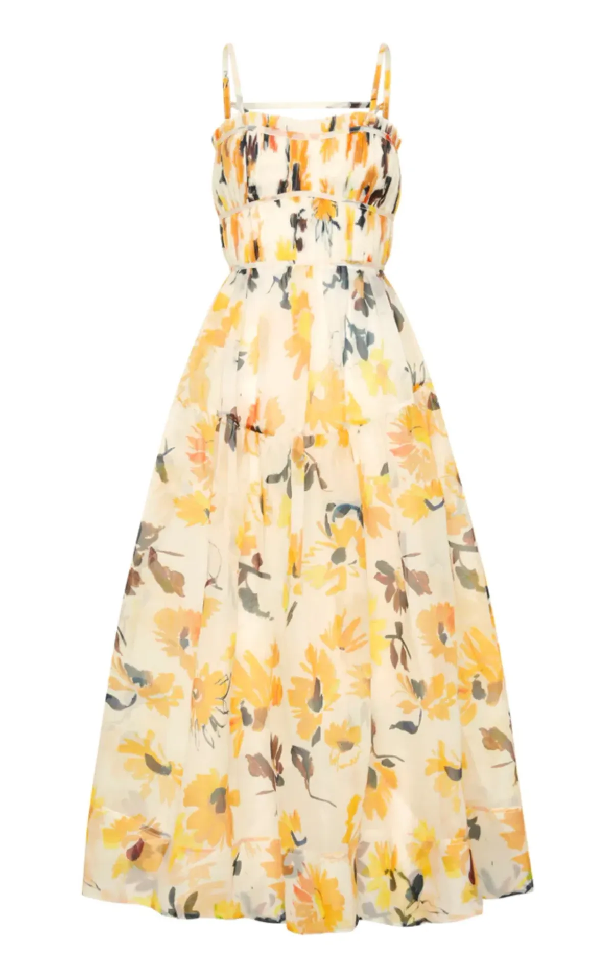 Aje Botanica Cross Back Midi Dress Pressed Sunflowers Size 10 - Image 3