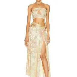 LoveShackFancy Balton Top and Chance Maxi Skirt Set Yellow Melon Size 8 for rent on The Volte - image 1