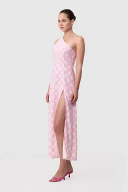 The Wolf Gang Ischia One Shoulder Maxi Dress Pink Spot Size 12 for rent on The Volte - image 2
