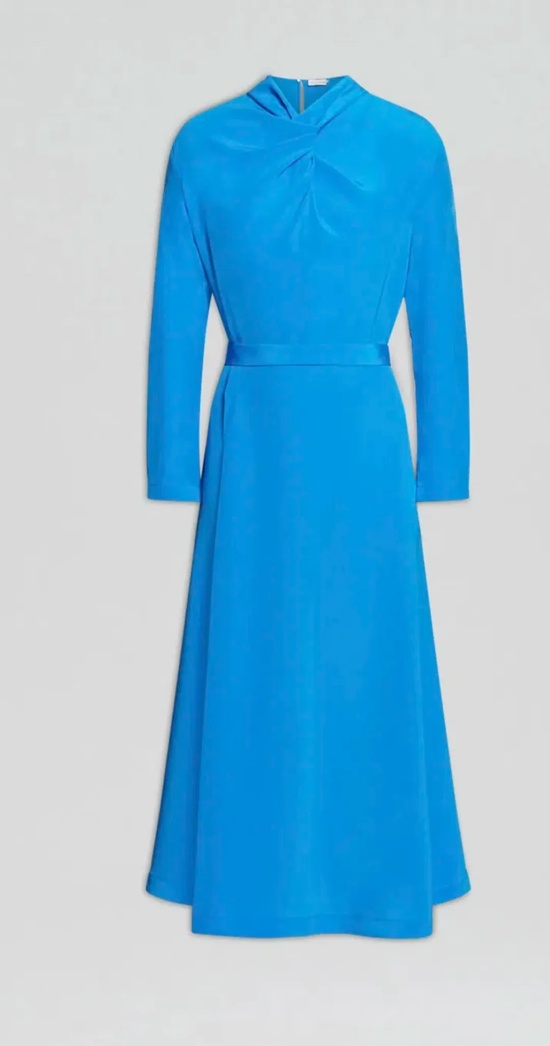 Scanlan Theodore Silk Drape Neck Midi Dress Bright Blue Size 12 for rent on The Volte - main image