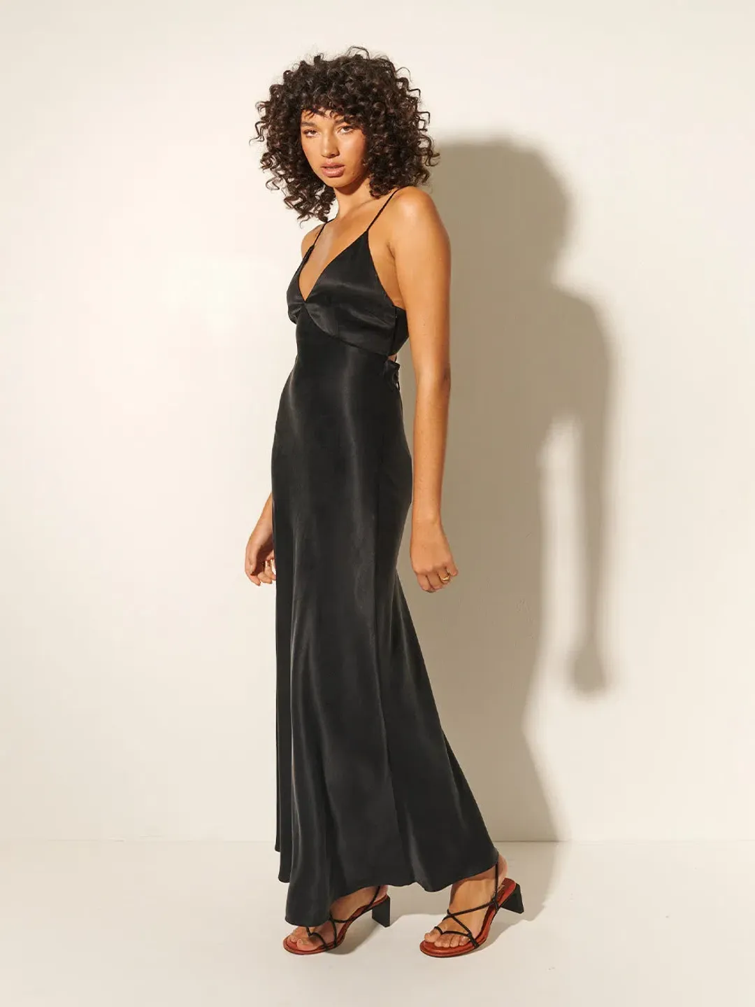 Kivari Bianca Open Back Slip Dress Black Size AU 10 for rent on The Volte - main image