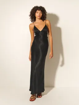 Kivari Bianca Open Back Slip Dress Black Size AU 10 for rent on The Volte - image 1