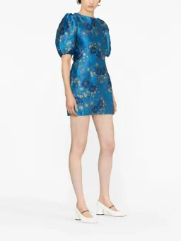 Ganni 3D Jacquard Open Back Mini Dress Blue Size AU 10 for rent on The Volte - image 2