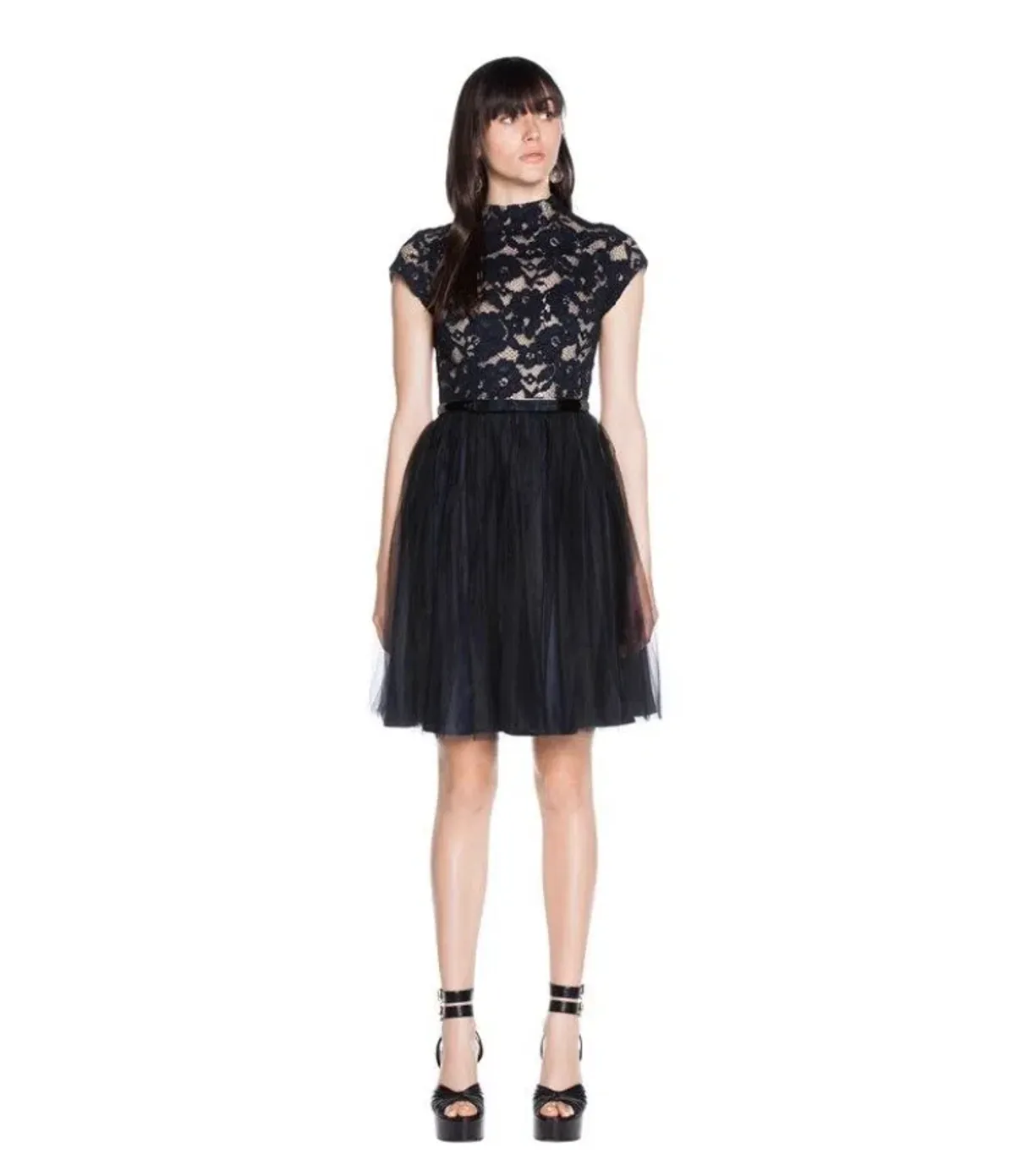 Cue Floral and Tulle Dress Black Size 14 for rent on The Volte - main image