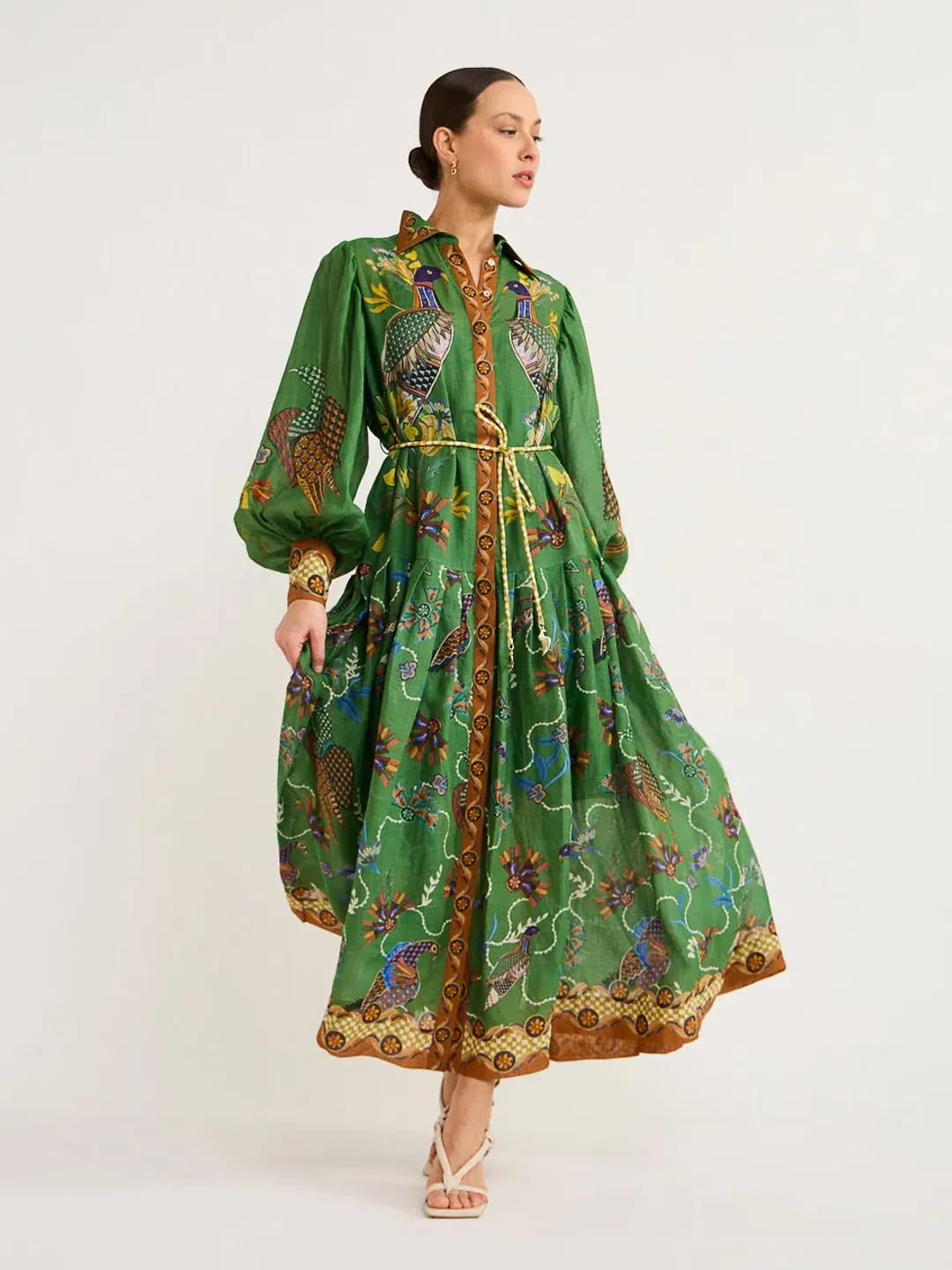 Alemais Birdie Shirtdress Green Print Size 8 for rent on The Volte - main image