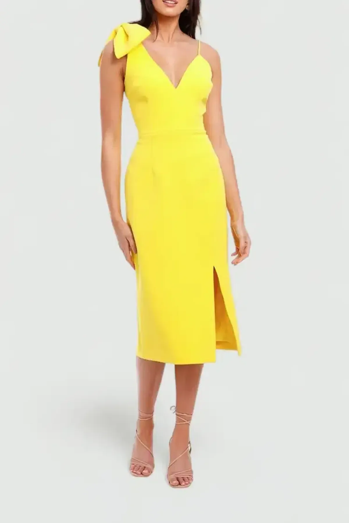 Rebecca Vallance Love Bow Dress in Yellow Size 12 for rent on The Volte - main image