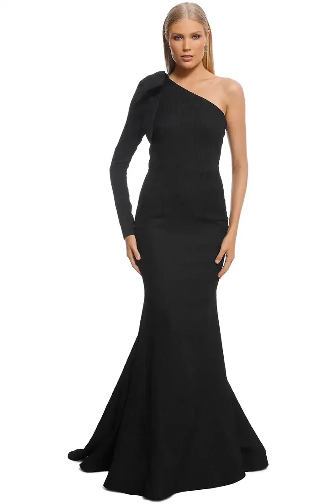 Rebecca Vallance Harlow Bow Gown in Black Size 8 for rent on The Volte - main image