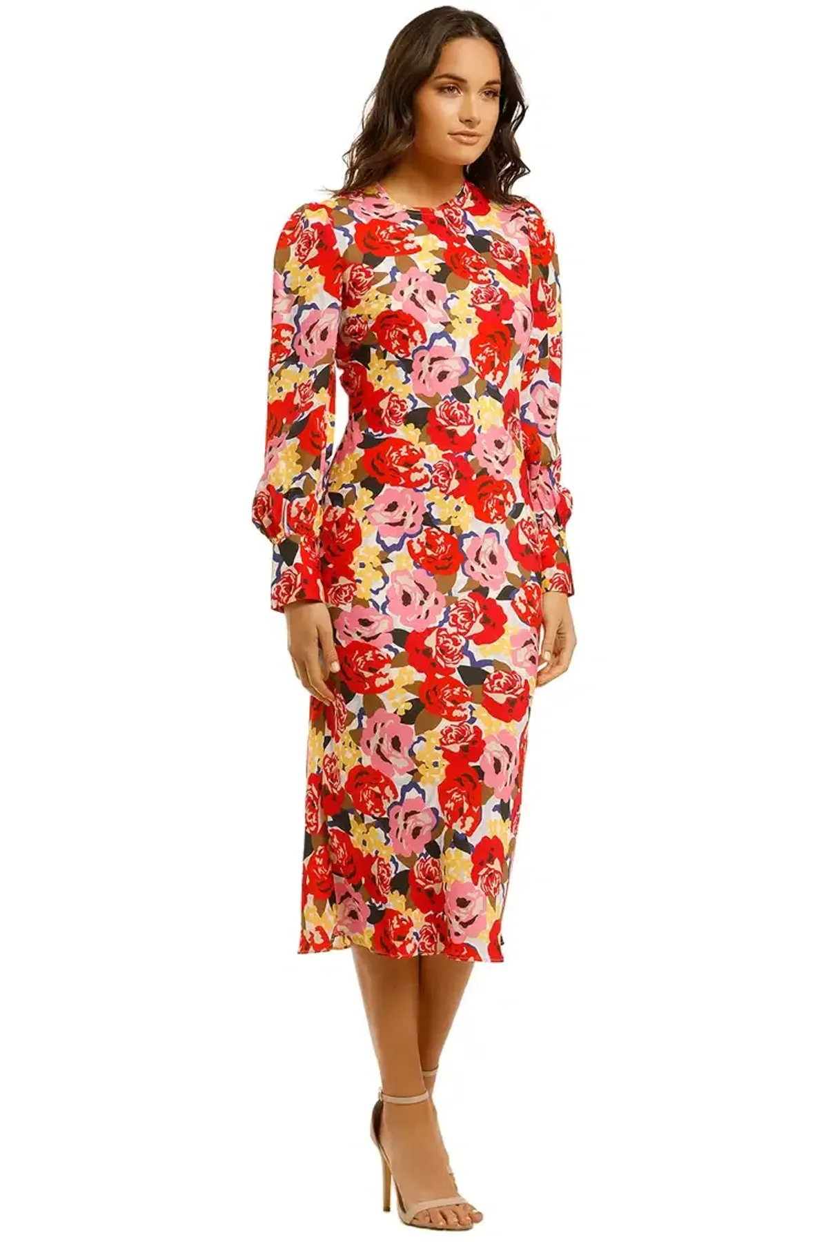 Rebecca Vallance Blume LS Midi Dress in Print Size 10 for rent on The Volte - main image