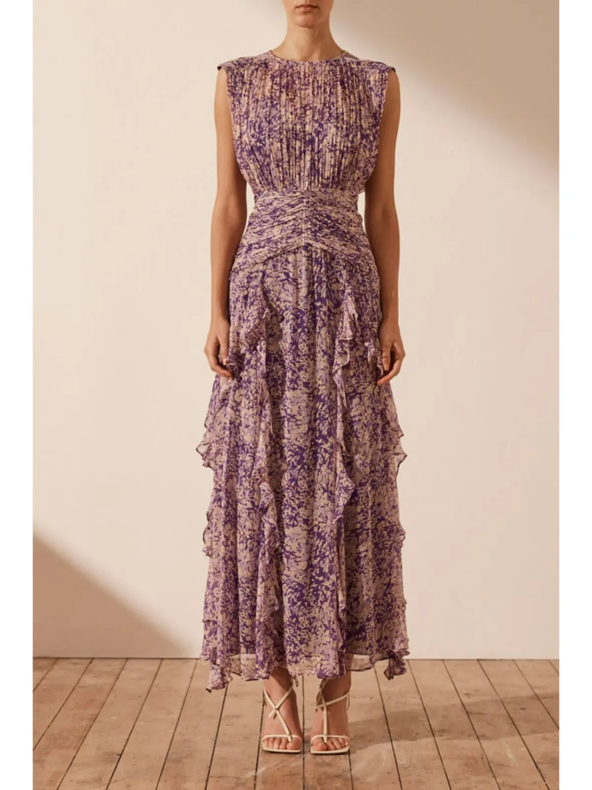Shona Joy Aurier Round Neck Sleeveless Maxi Dress Purple Size AU 8 - Image 1