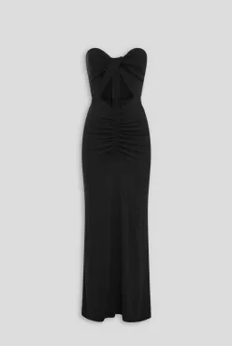 Venroy Draped Cutaway Strapless Dress Black Size AU 10 for rent on The Volte - image 5