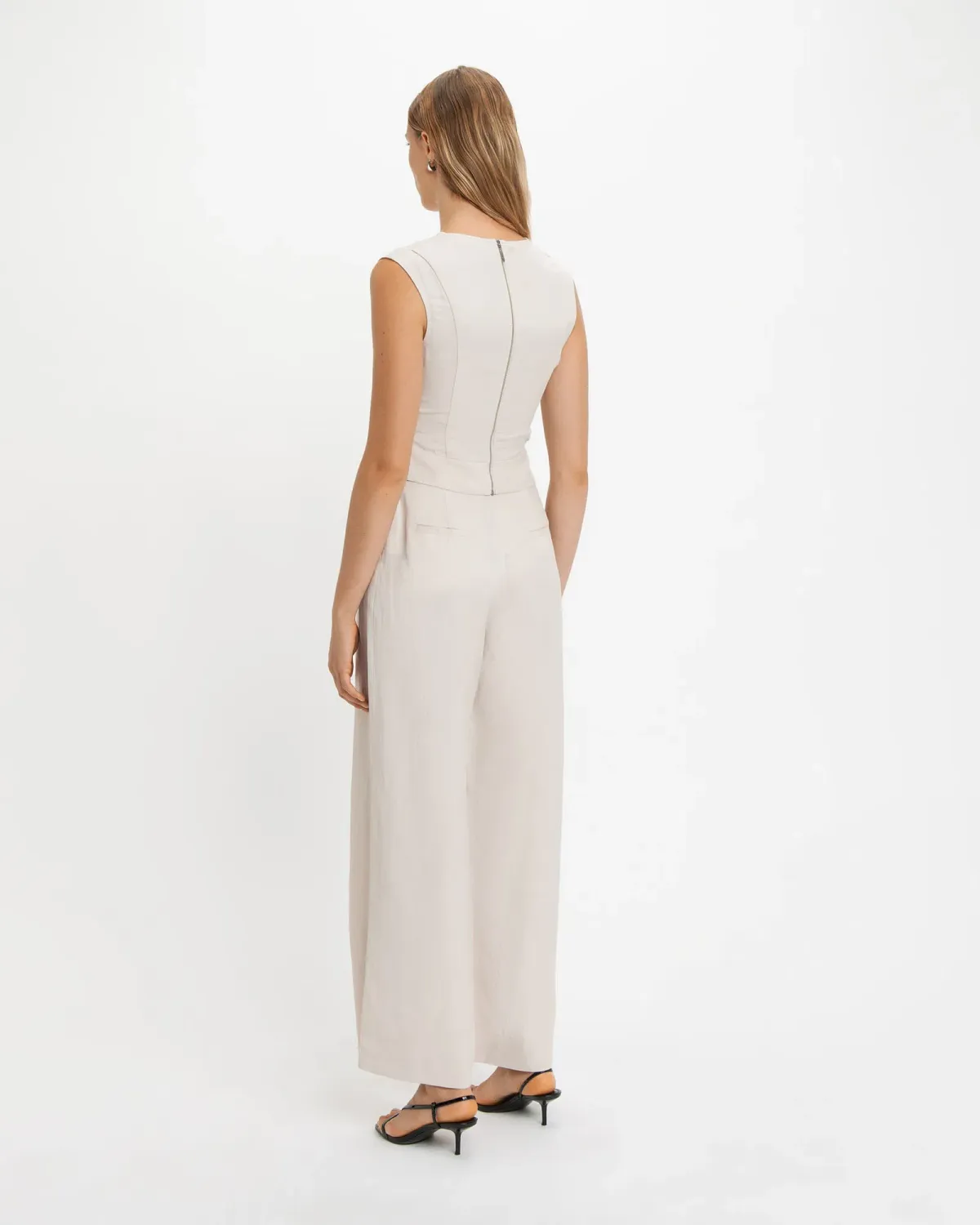 Cue Faux Wrap Top Stone Size 12 - Image 2